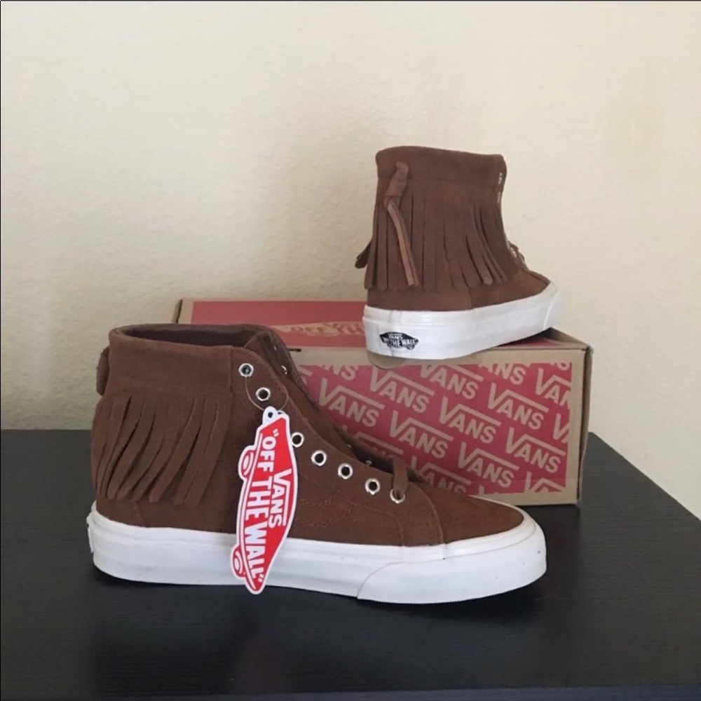Vans Suede Moc Tan Fringe Brn SK8 Shoes (size 7.5)
